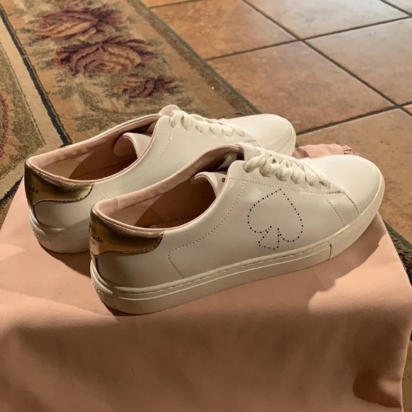 Kate Spade White & Gold Fashion Sneaker (Premium) - Picture 2 of 10